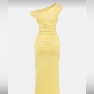 Elegant Yellow Off-Shoulder Dress